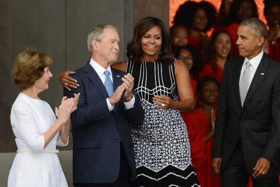 Michelle Obama and George W. Bush