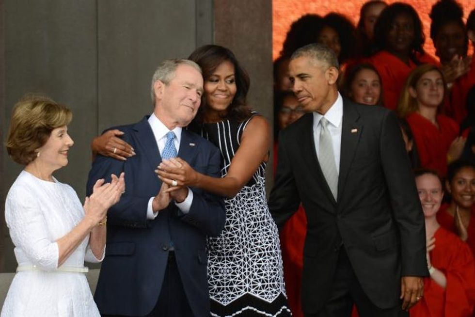 Michelle Obama and George W. Bush