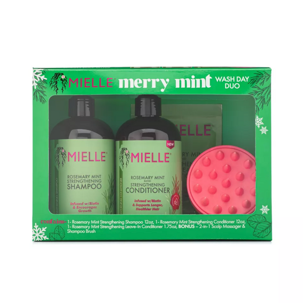Mielle Organics Rosemary Mint & Merry Mint Shampoo & Conditioner Holiday Wash Day Duo Gift Set