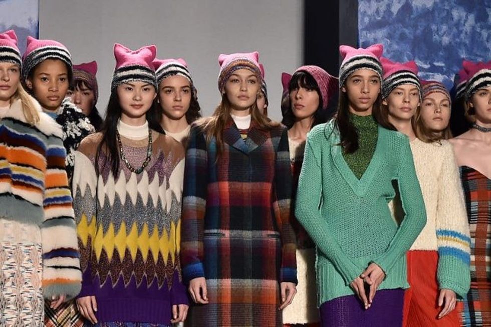 MILAN, ITALY - FEBRUARY 25: Gigi Hadid and models walk the runway at the Missoni show during Milan Fashion Week Fall/Winter 2017/18 on February 25, 2017 in Milan, Italy. (Photo by Jacopo Raule/Getty Images)