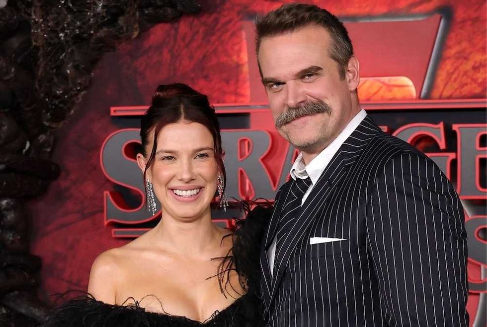 Millie Bobby Brown and David Harbour at the Stranger Things 5 premiere