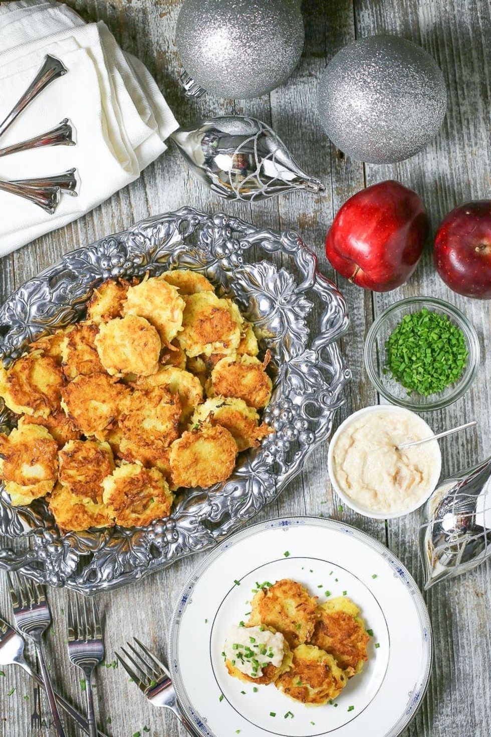 Mini Latkes With Apple Cr\u00e8me Fra\u00eeche