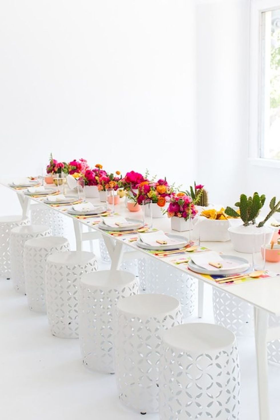 minimalist Prickly Cactus themed bridal shower inspiration with white backdrop