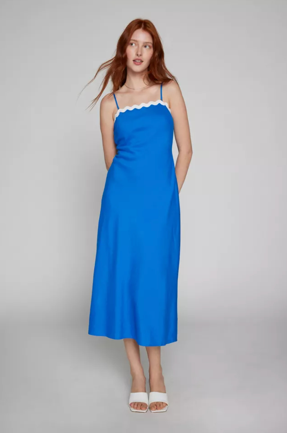 MINKPINK Florence Linen Ricrac Midi Dress