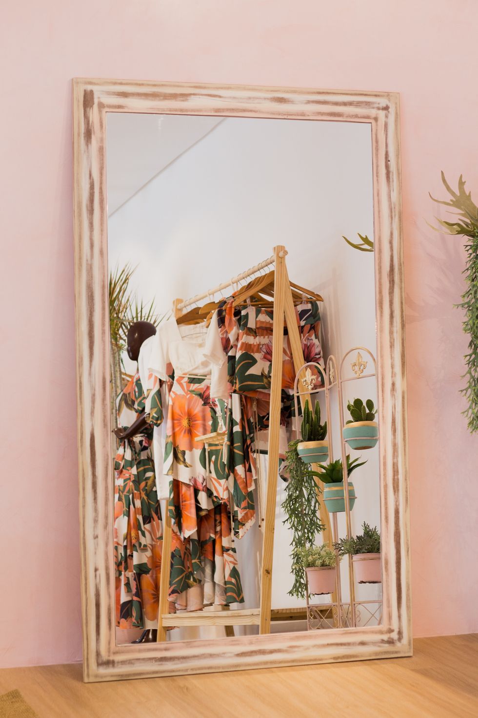 Mirror in pink room