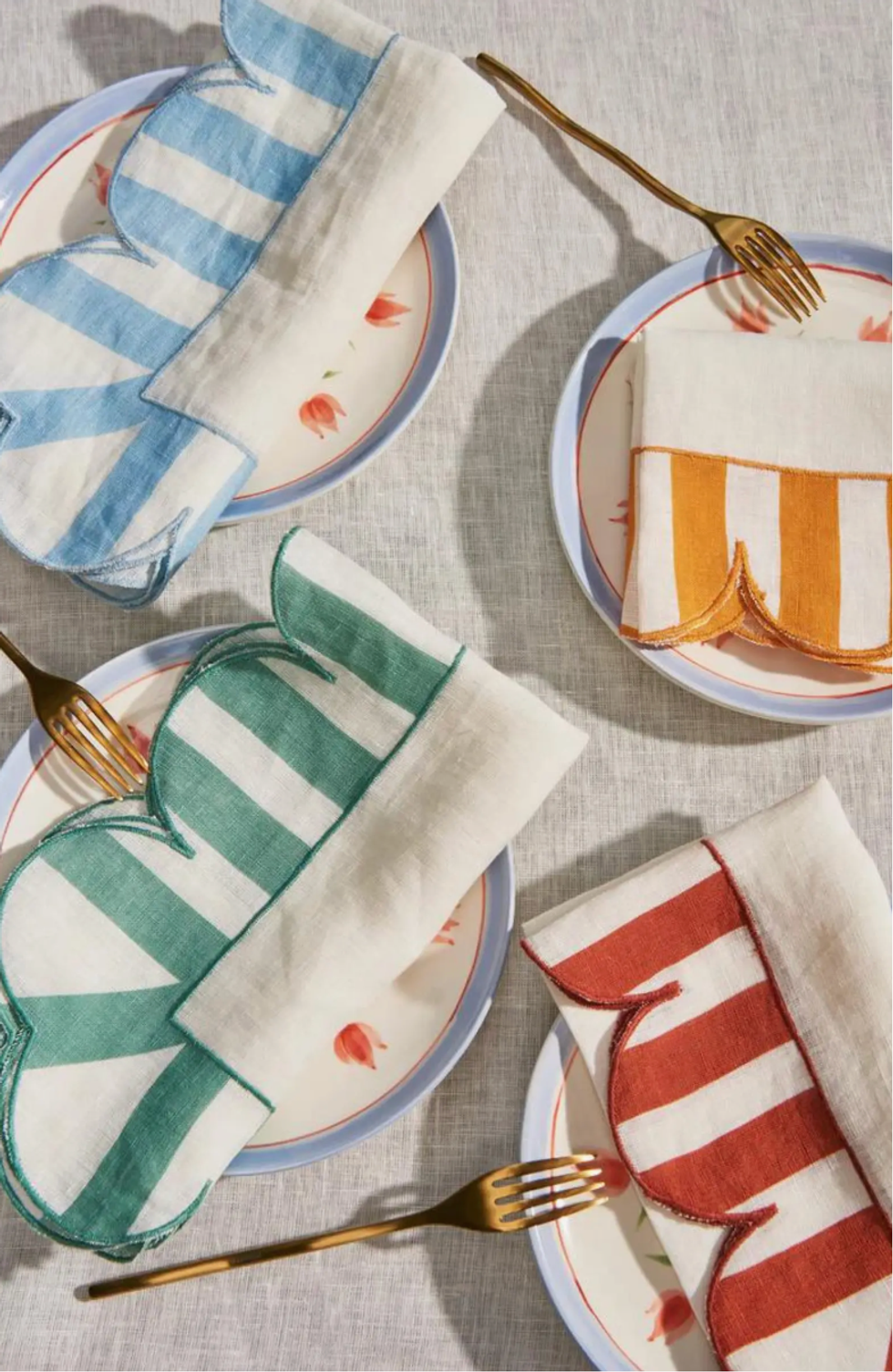 Misette Jardin Stripe Linen Napkins, Set of 4