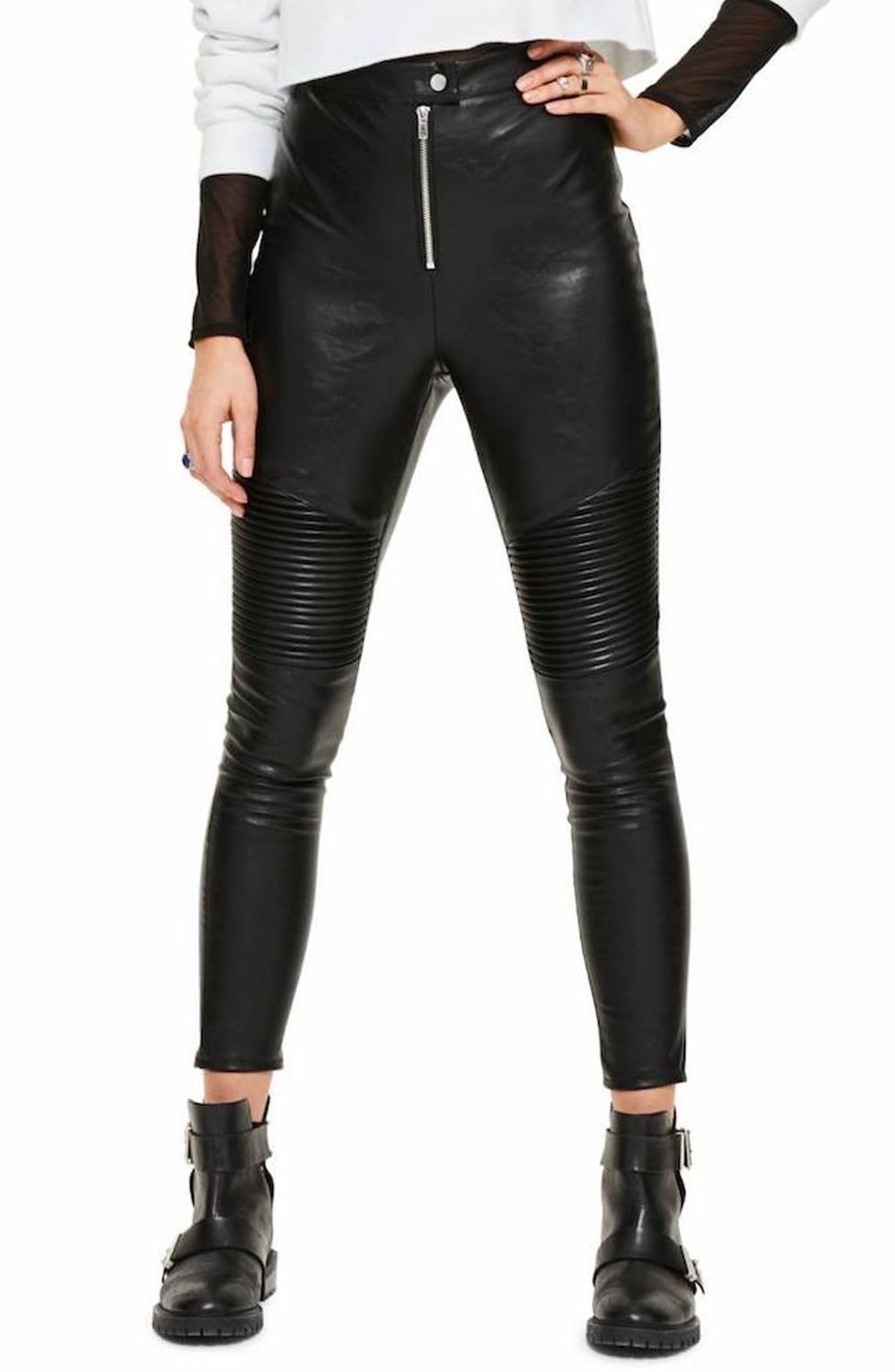 Missguided Faux Leather Crop Biker Pants
