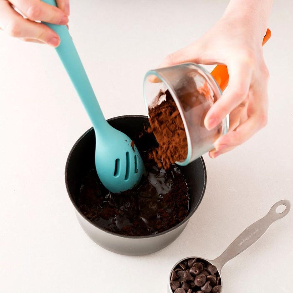 mixing all of the ingredients together