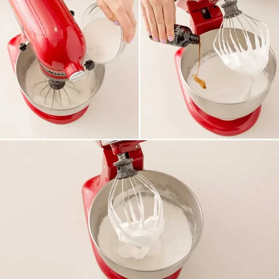 mixing the pavlova base