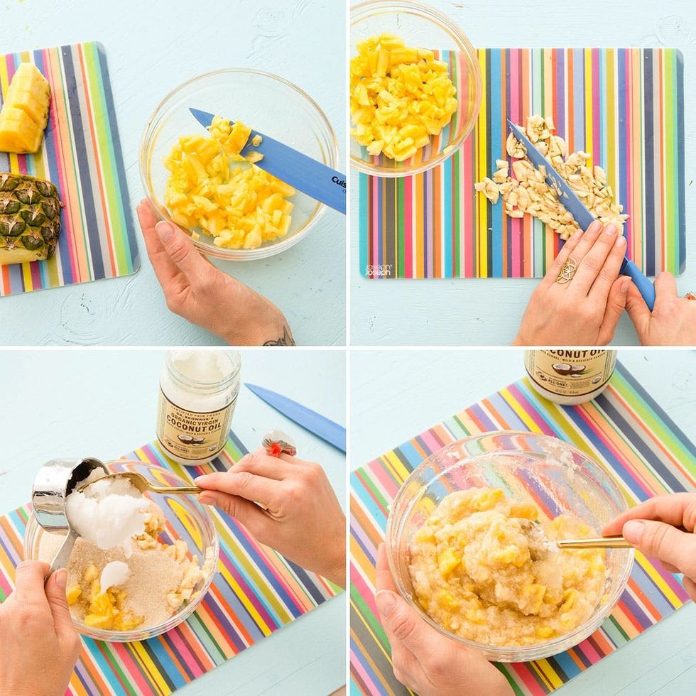 mixing together ingredients