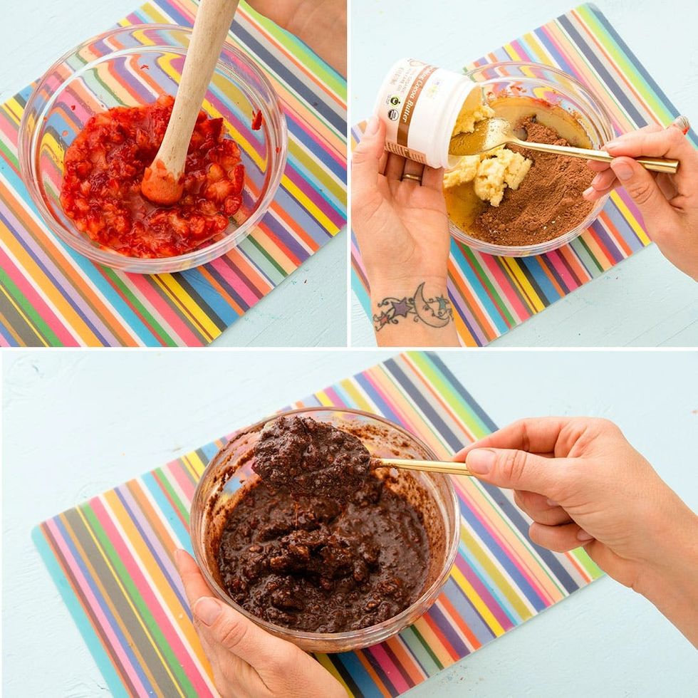 mixing together the diy body scrub