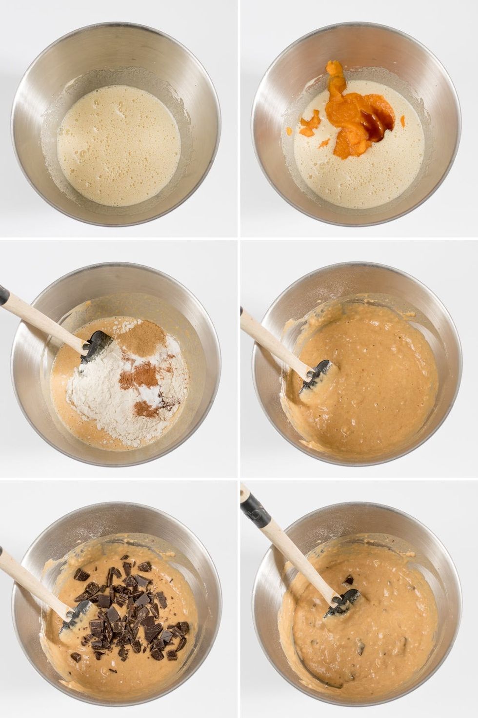 mixing up the ingredients for the pumpkin bread