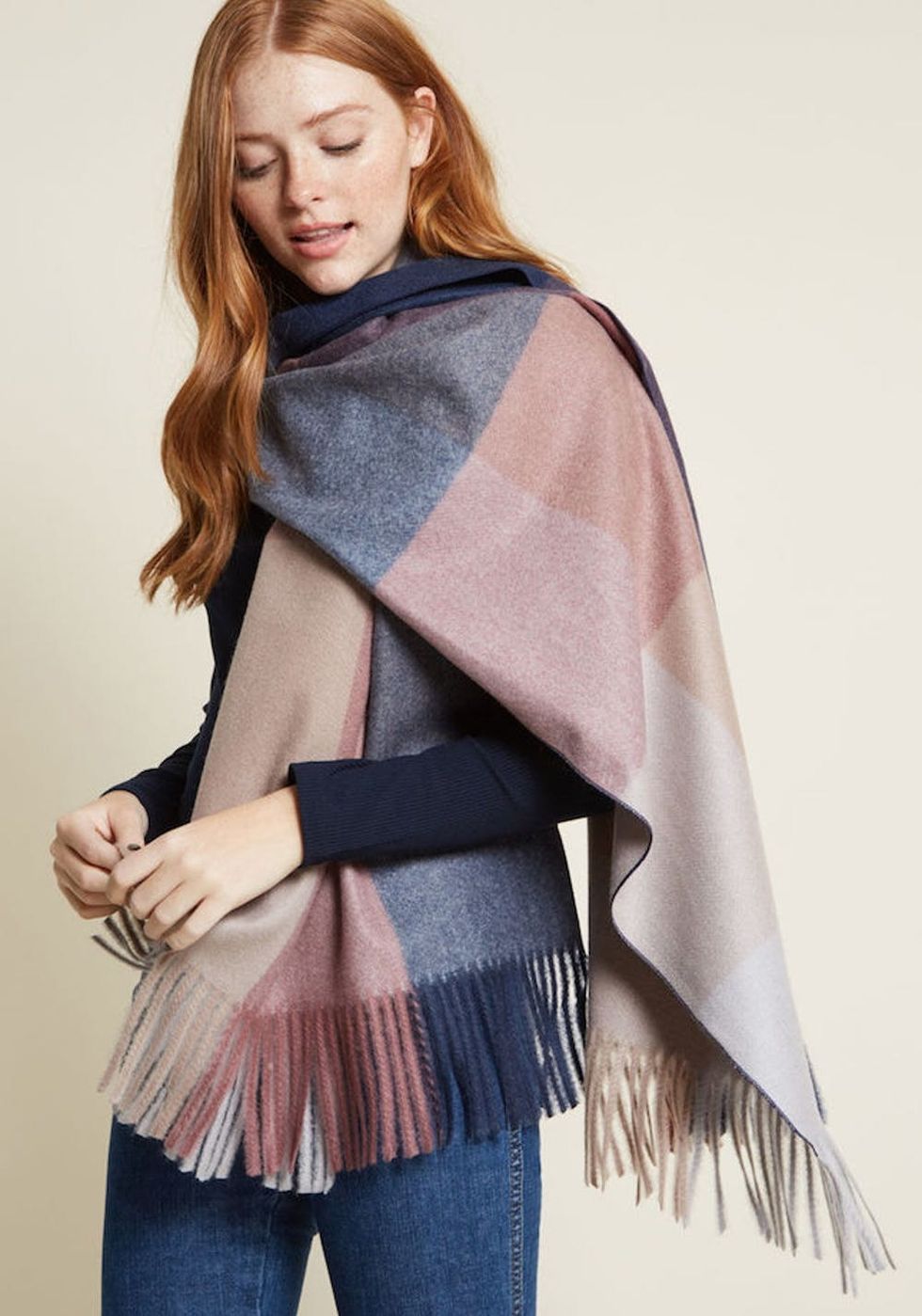 Modcloth Bundled Beautifully Plaid Blanket Scarf