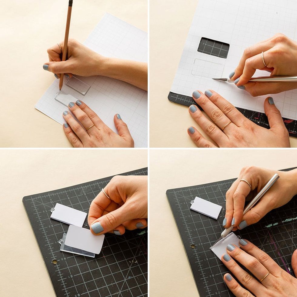 model tries the acrylic onto the vinyl