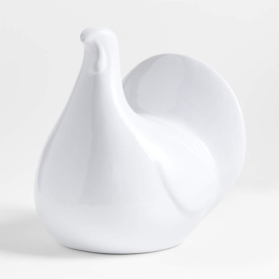 Modern White Ceramic Thanksgiving Turkey Sculpture crate and barrel