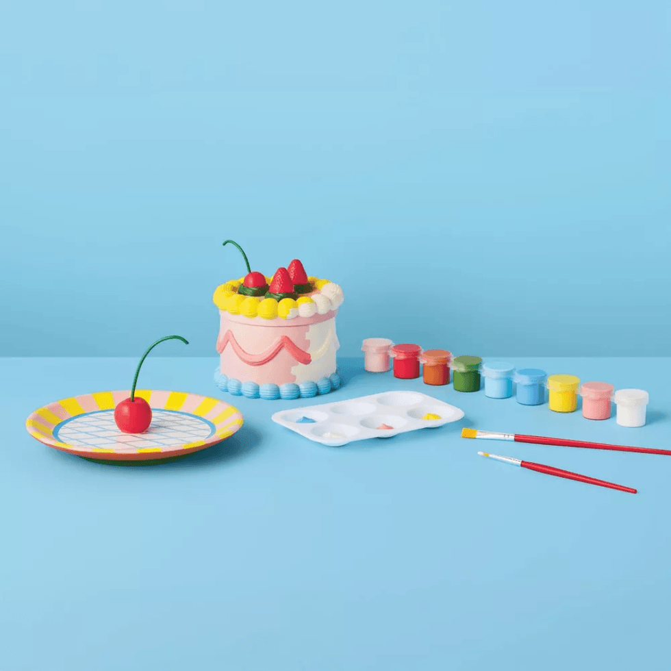 Mondo Llama Ceramic Cake Trinket Box and Cherry Ring Tray Painting Craft Kit