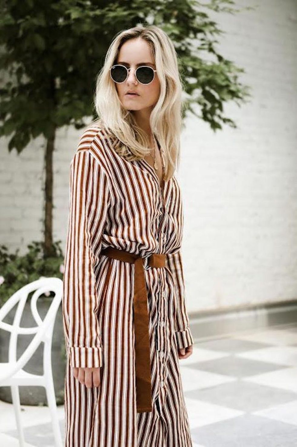 Moon River Button Down Shirt Dress With a Slit