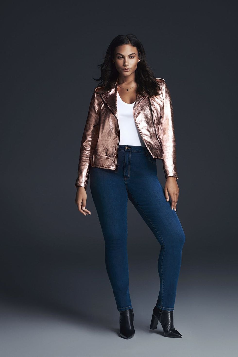 mopdel in moto jacket and jeans from JBX