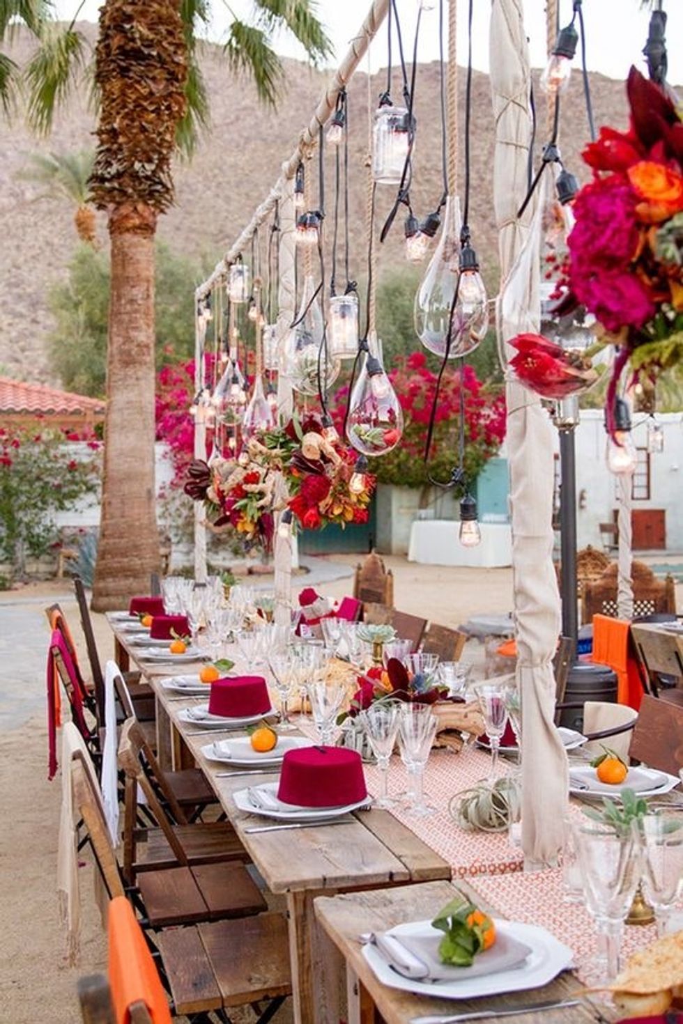 morocco themed bridal shower with red and orange color scheme