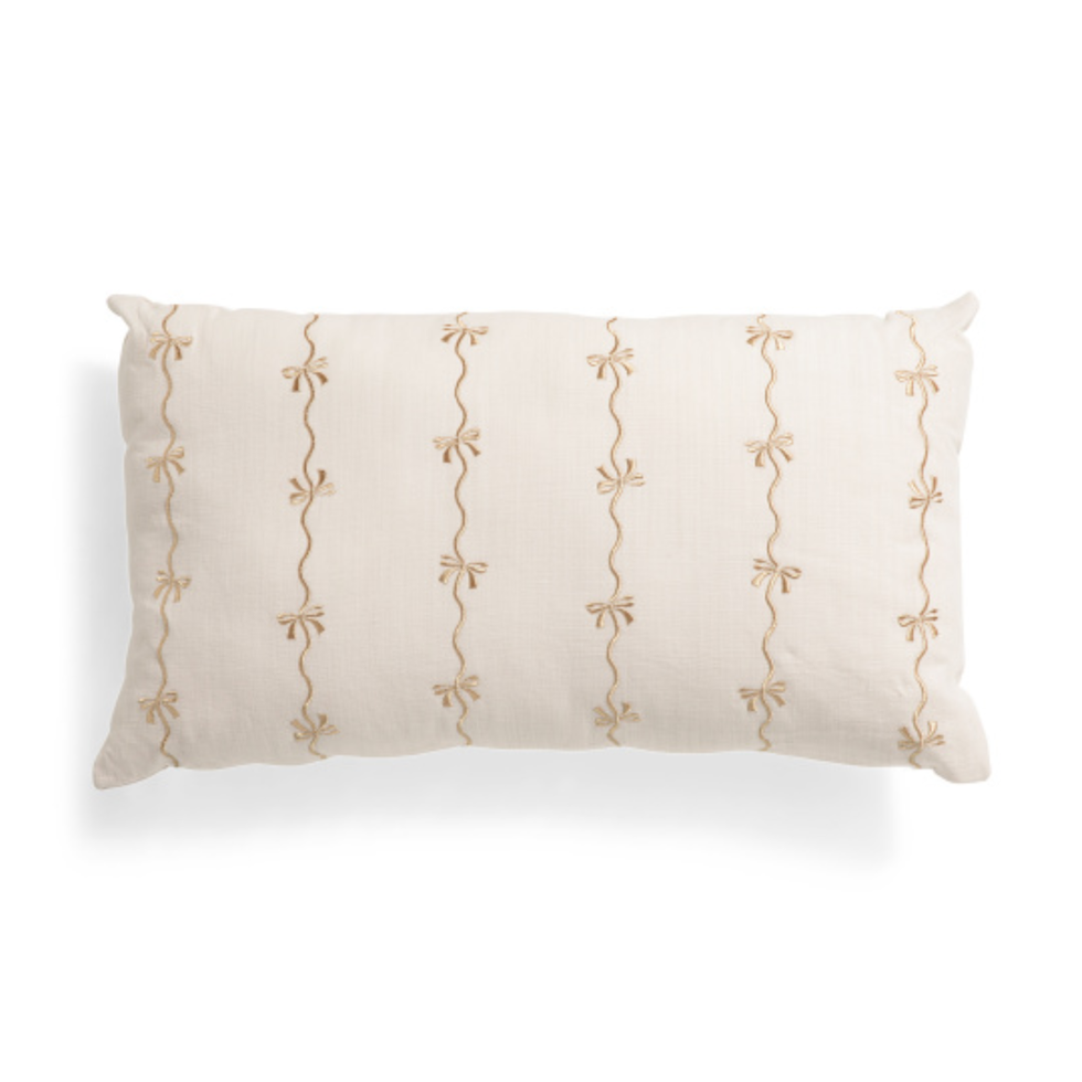 Moss And Willow Velvet Pillow With Embroidered Bows