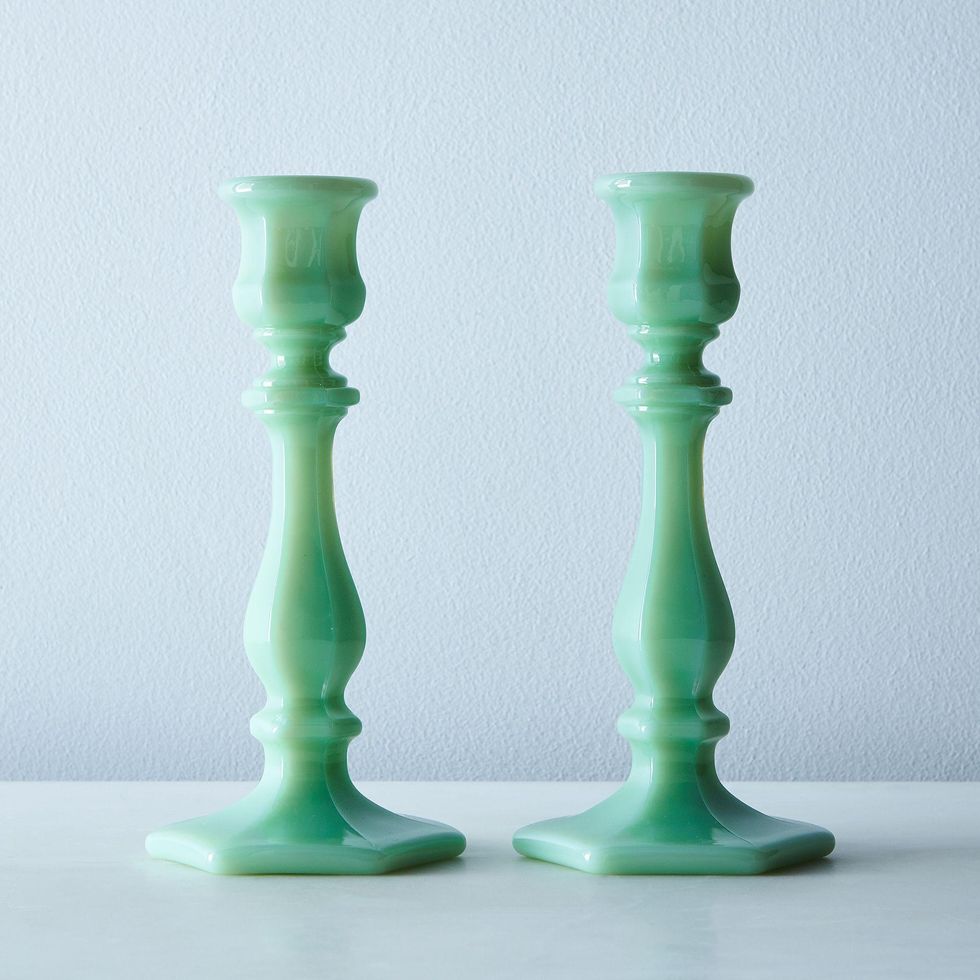 Mosser Jadeite Glass Candlesticks