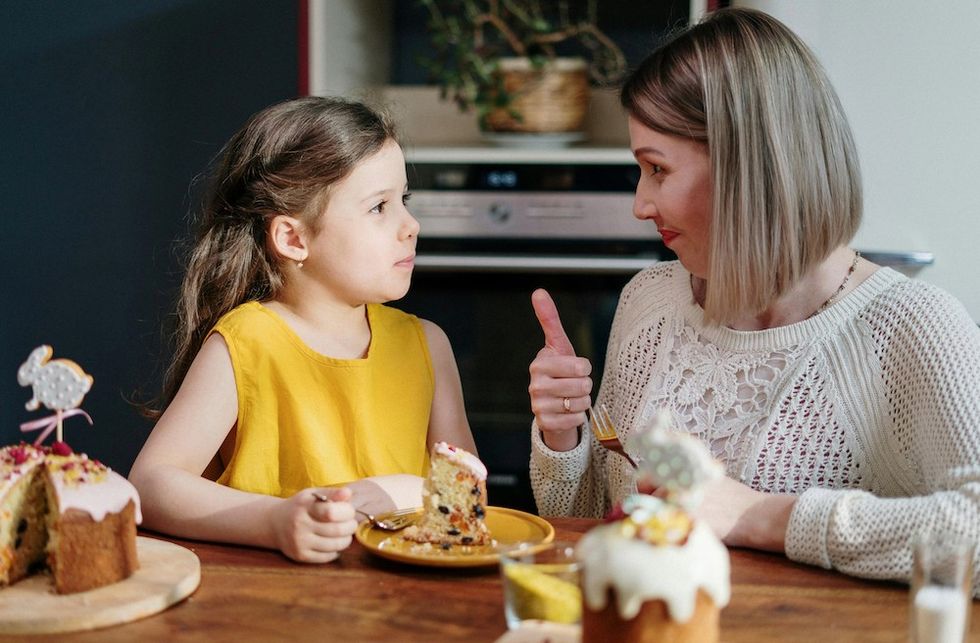 mother and daughter on easter