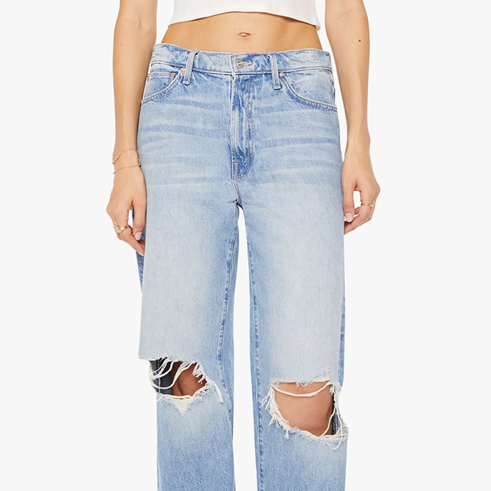 Mother The Dodger Sneak Ripped Wide Leg Jeans