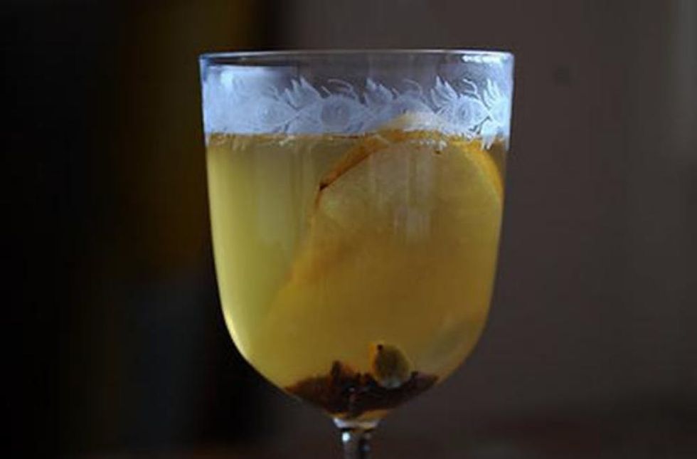 Mulled White Wine with Pear Brandy