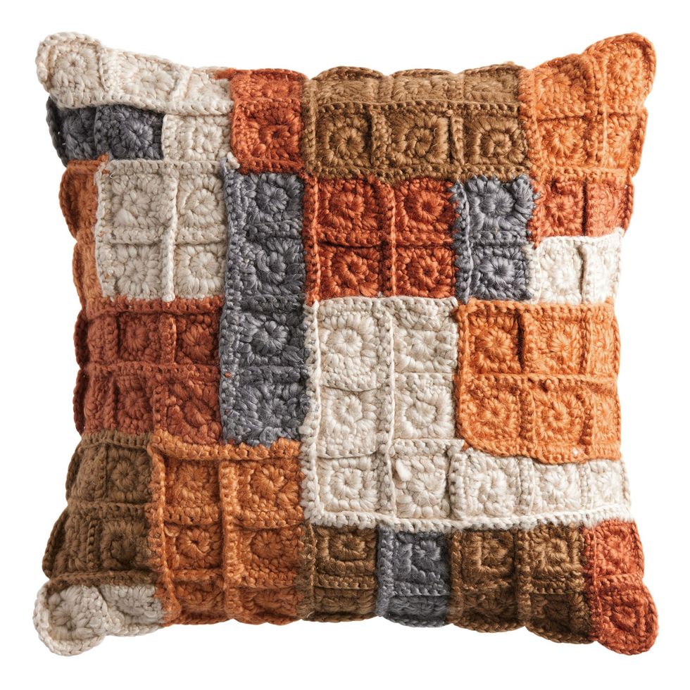 Multicolor Crochet Abstract Tile Throw Pillow