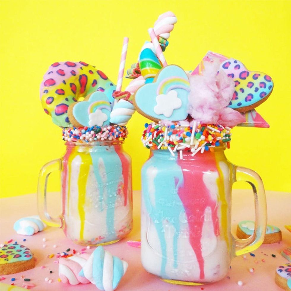 multicolored pastel milkshakes