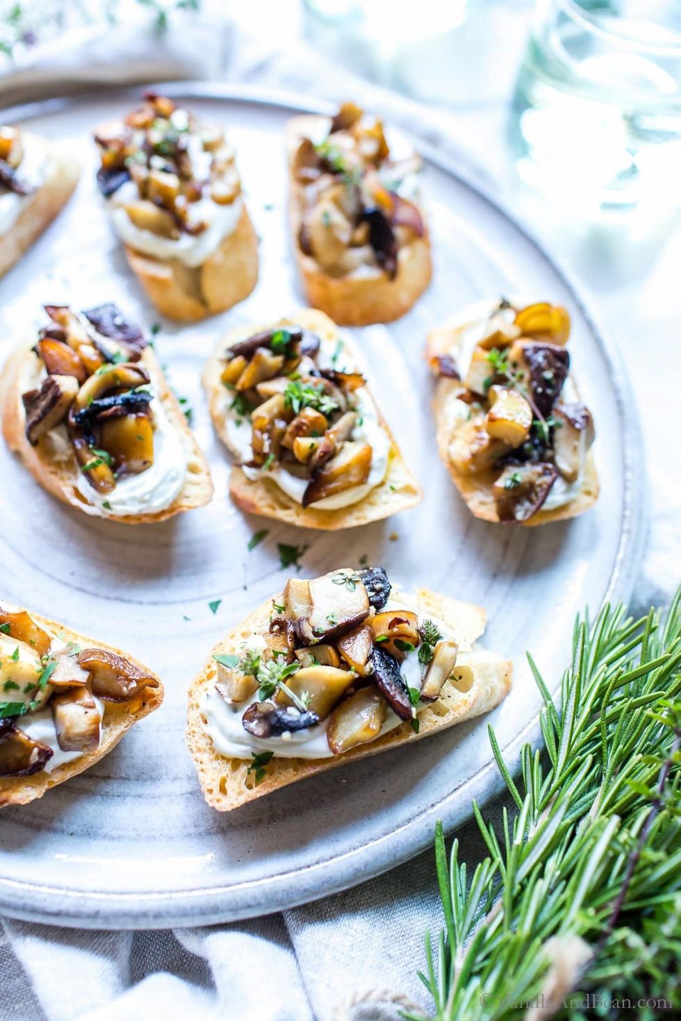 Mushroom Crostini with Whipped Goat Cheese