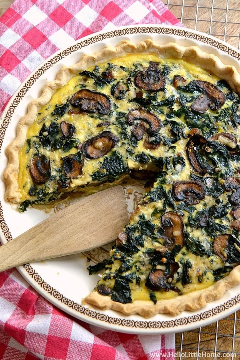 Mushroom, Kale, and Cheddar Quiche