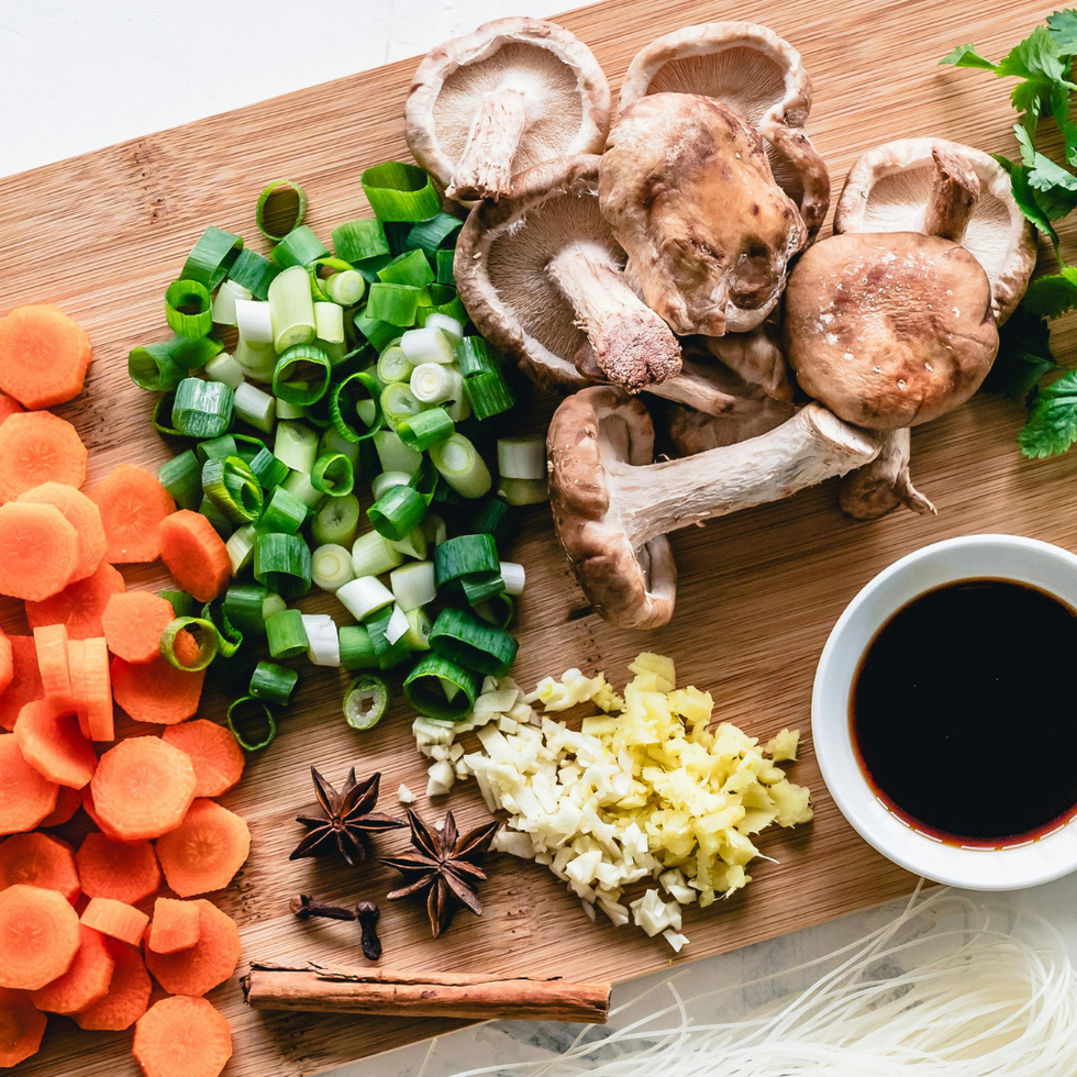 Mushrooms On Cutting Board
