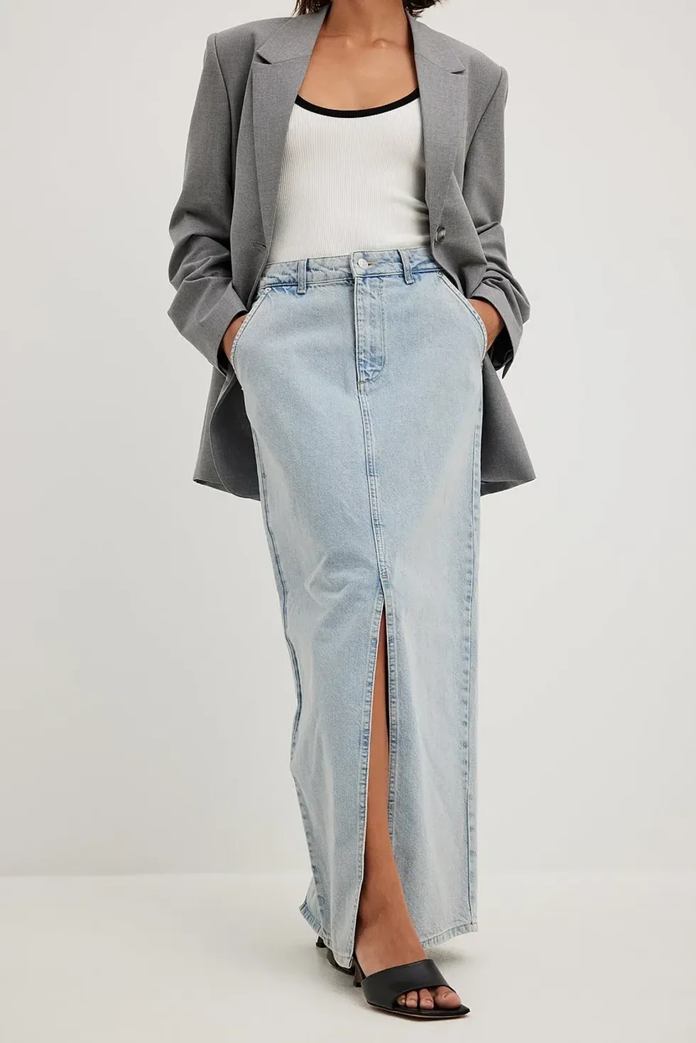 NA-KD Slit Detailed Maxi Denim Skirt