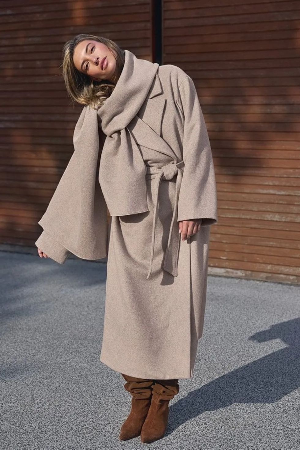 NA-KD Wool Scarf Detail Coat