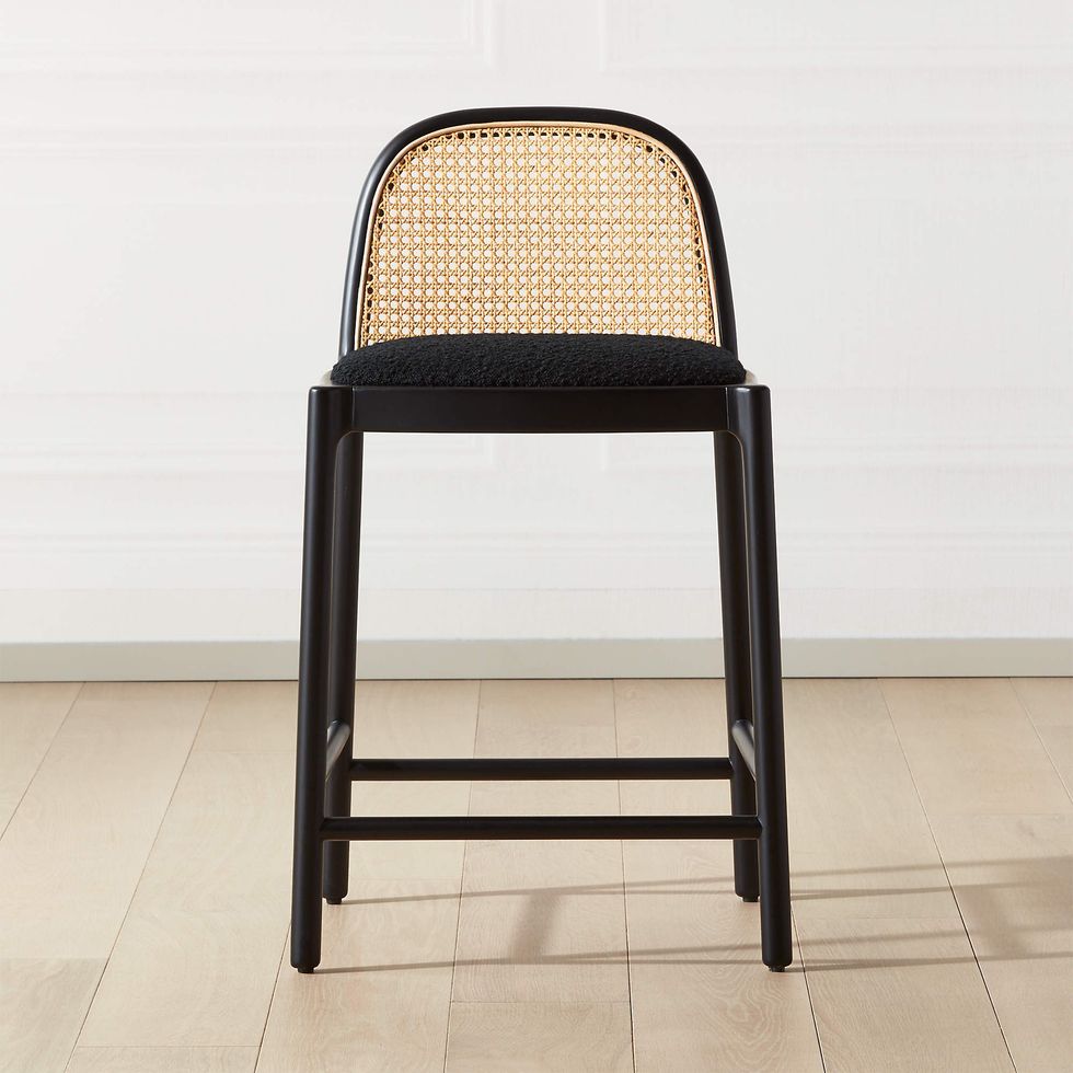 Nadia Black Cane Counter Stool
