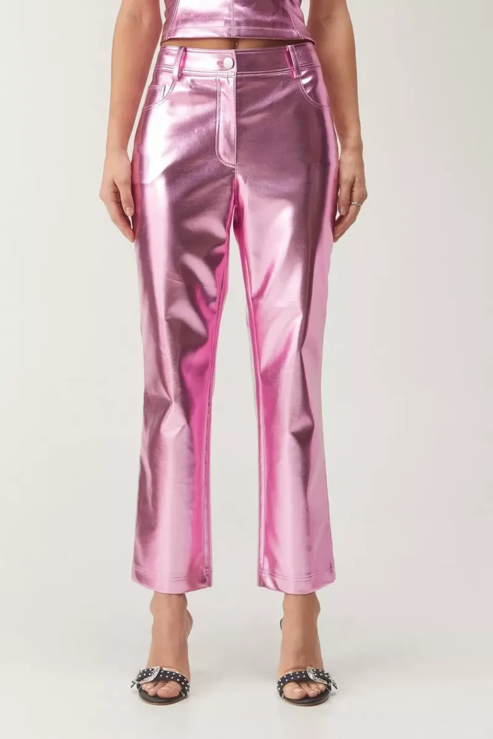 Nasty Gal Metallic Faux Leather Straight Leg Pants