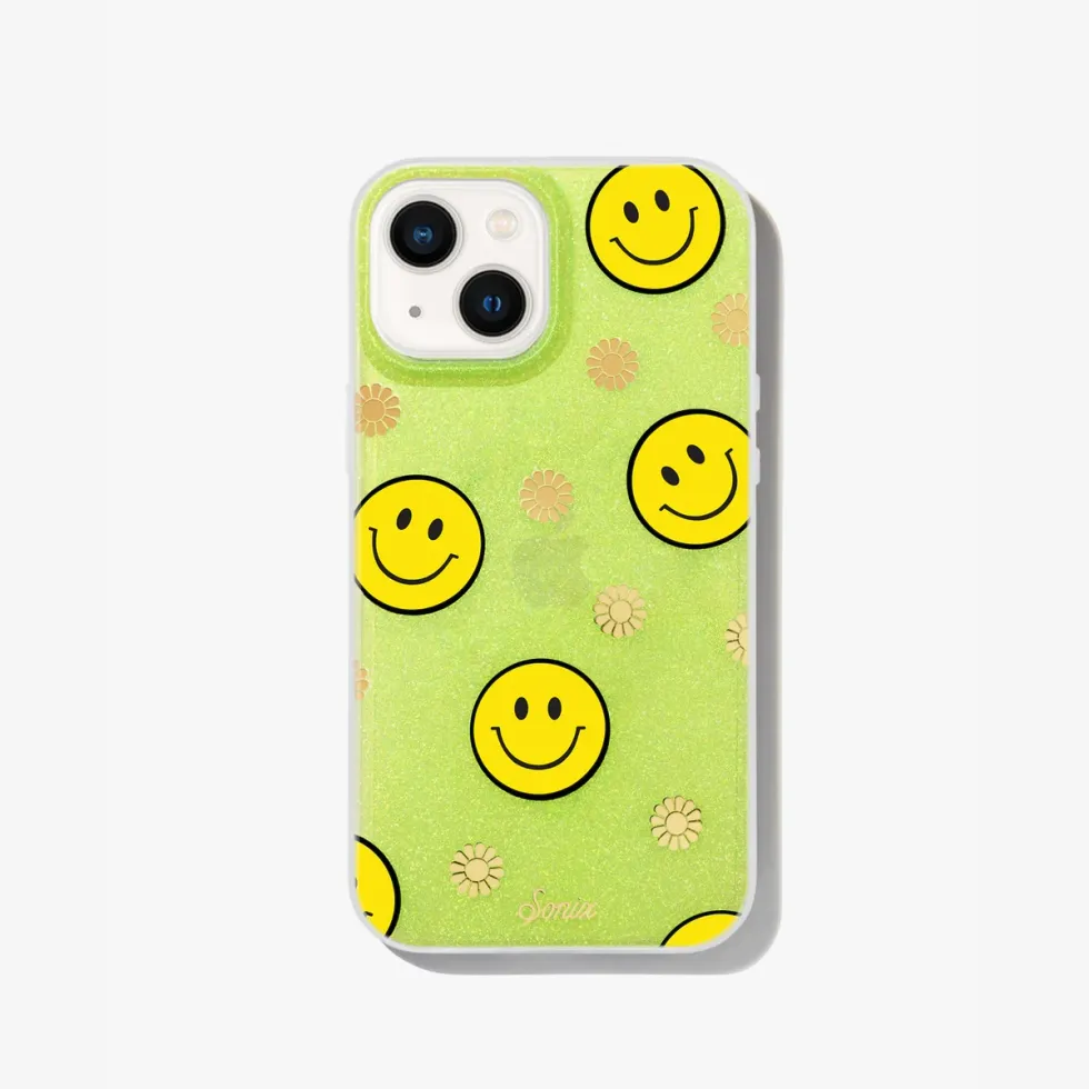neon smiley yellow phone case