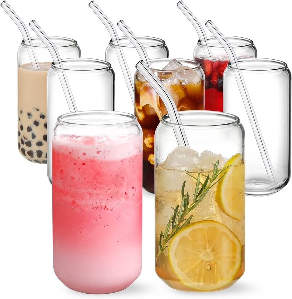 NETANY Drinking Glass Set with Glass Straws