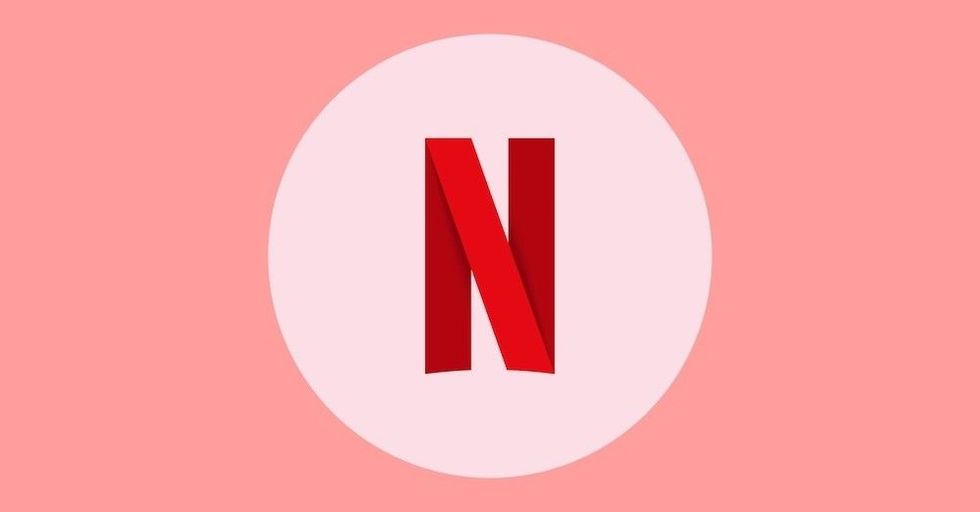 netflix logo on pink background