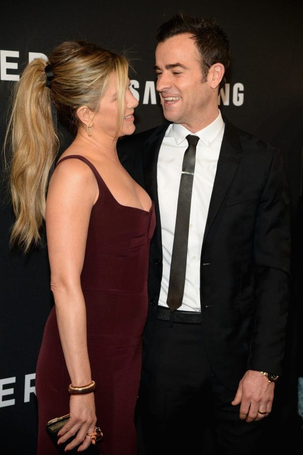 NEW YORK, NY - FEBRUARY 09: Actors Jennifer Aniston (L) and Justin Theroux attend the "Zoolander 2" World Premiere at Alice Tully Hall on February 9, 2016 in New York City. (Photo by Kevin Mazur/Getty Images)
