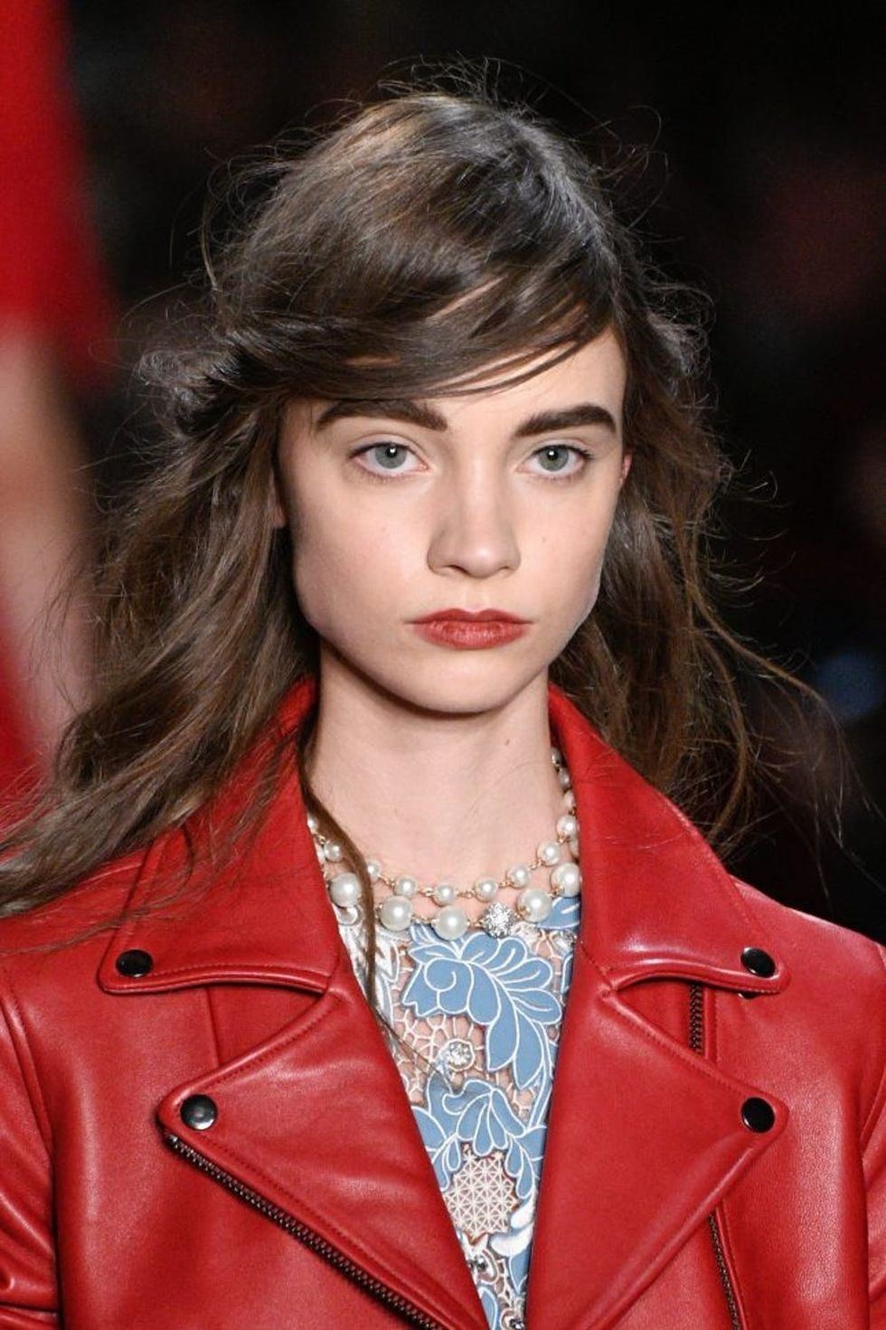 NEW YORK, NY - FEBRUARY 12: A model, beauty detail, walks the runway at Jenny Packham fashion show during New York Fashion Week Fall Winter 2017-2018 at Gallery 3, Skylight Clarkson Sq on February 12, 2017 in New York City. (Photo by Peter White/WireImage)