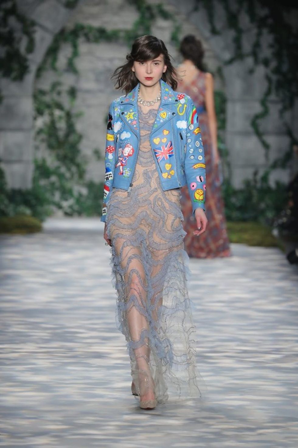 NEW YORK, NY - FEBRUARY 12: A model walks the runway for the Jenny Packham collection during, New York Fashion Week: The Shows at Gallery 3, Skylight Clarkson Sq on February 12, 2017 in New York City. (Photo by Neilson Barnard/Getty Images for New York Fashion Week: The Shows)