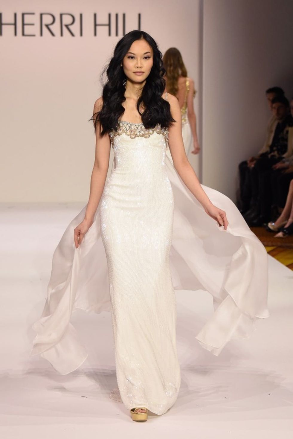 NEW YORK, NY - FEBRUARY 12: A model walks the runway wearing Sherri Hill Fall 2016 during New York Fashion Week: The Shows on February 12, 2016 in New York City. (Photo by Albert Urso/Getty Images for NYFW: The Shows)