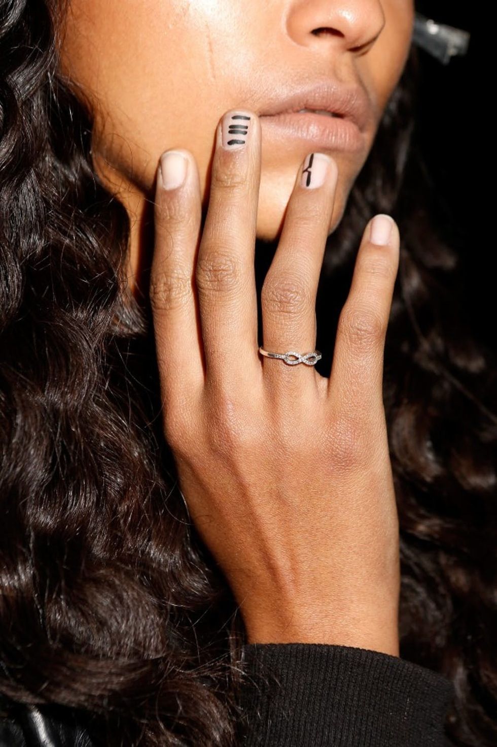 NEW YORK, NY - FEBRUARY 13: A model poses wearing essie polishes for Baja East Fall/ Winter 2016 during New York Fashion Week at Skylight at Moynihan Station on February 13, 2016 in New York City. (Photo by Thos Robinson/Getty Images for essie)