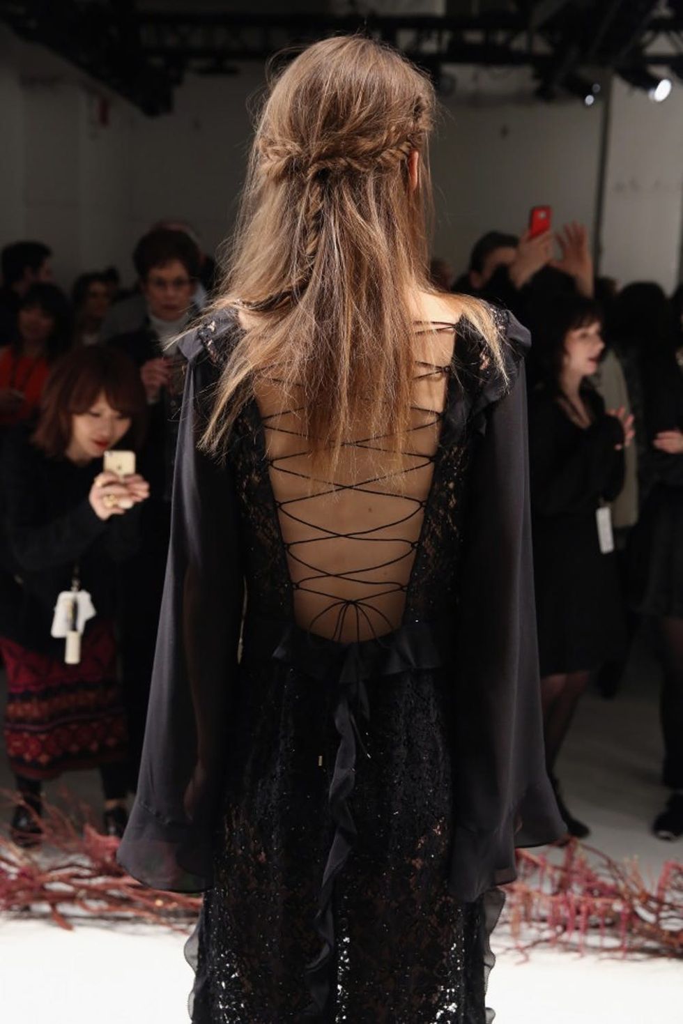 NEW YORK, NY - FEBRUARY 14: Hair and fashion detail on model with hair by TRESemme at the Rachel Zoe A/W16 Presentation during New York Fashion Week: The Shows at The Space, Skylight at Clarkson Sq on February 14, 2016 in New York City. (Photo by Cindy Ord/Getty Images for NYFW: The Shows)