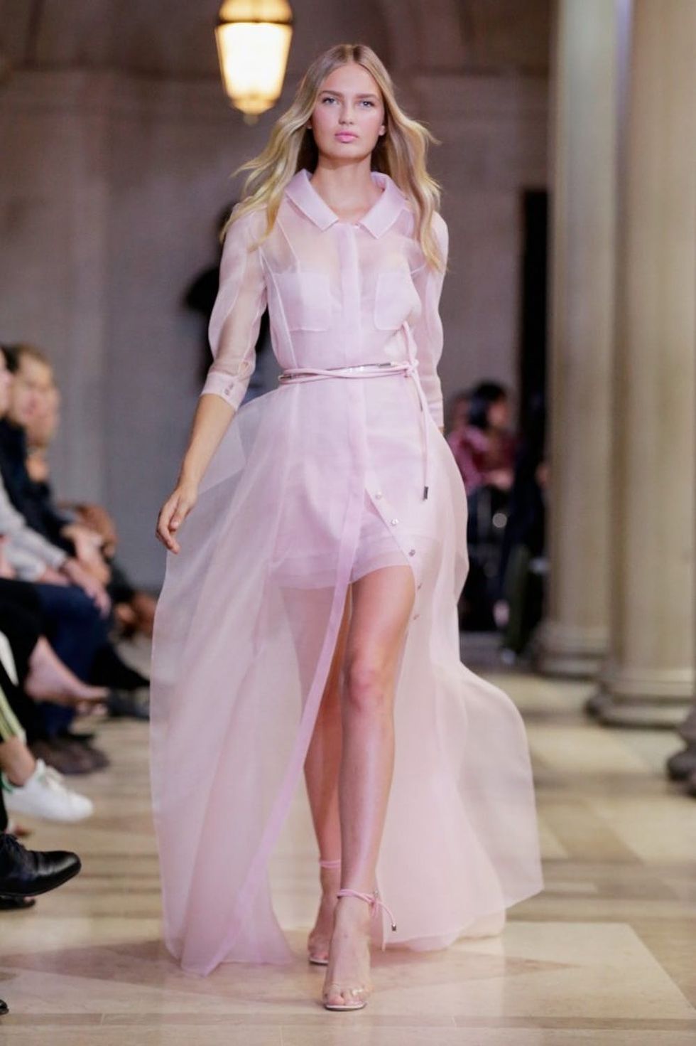NEW YORK, NY - SEPTEMBER 14: A model walks the runway wearing Carolina Herrera Spring 2016 during New York Fashion Week: The Shows on September 14, 2015 in New York City. (Photo by JP Yim/Getty Images for NYFW: The Shows)