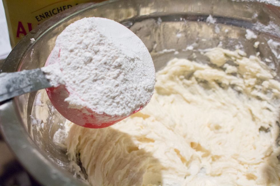 Next, add 2.5 cups of all purpose-flour