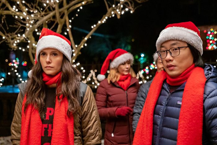 Nina Dobrev as Natalie Bauer and Jimmy O. Yang as Josh Lin in Love Hard