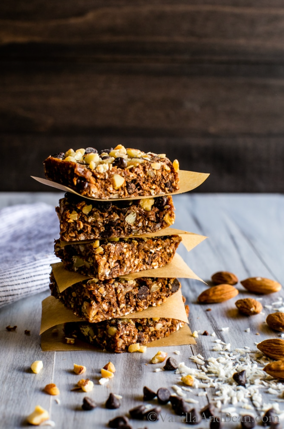 No Bake Vegan Chocolate Almond Coconut Bars